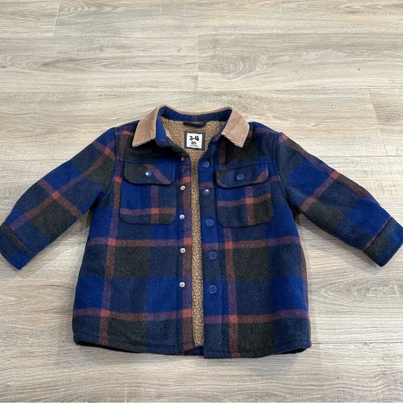 Cotton on kids blue plaid shacket size 3-4 - Picture 1 of 6